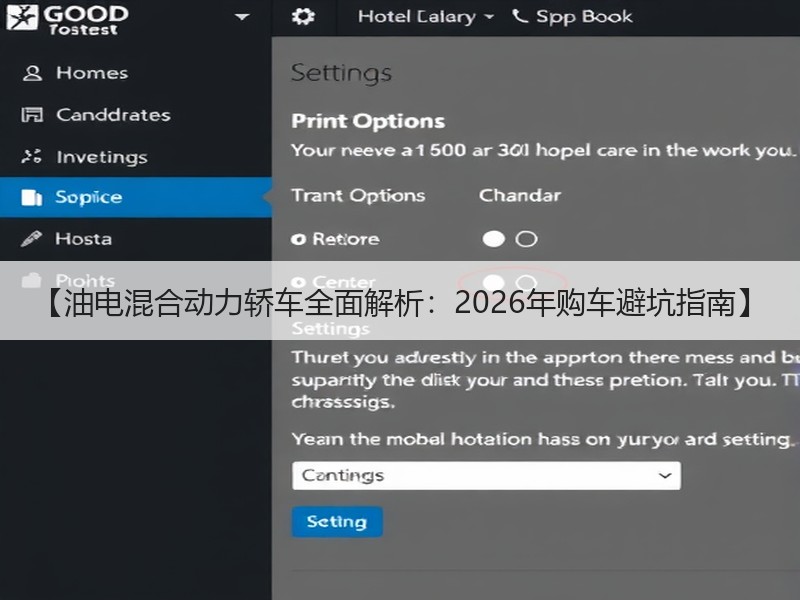 【油电混合动力轿车全面解析：2026年购车避坑指南】
